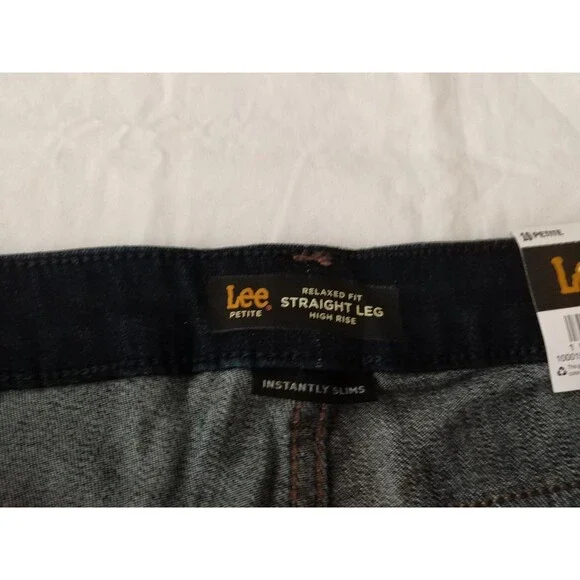 NWT Woman LEE Instantly Slims JEANS Sz 10 PETITE Dark Blue Straight Leg Relaxed - Picture 6 of 15